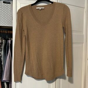 Loft scoop neck sweater tan XS